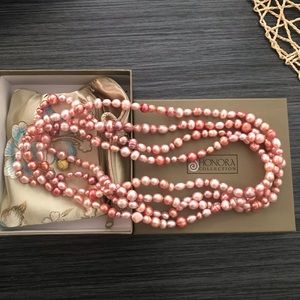 Honora Cultured pearl necklace 36” pink